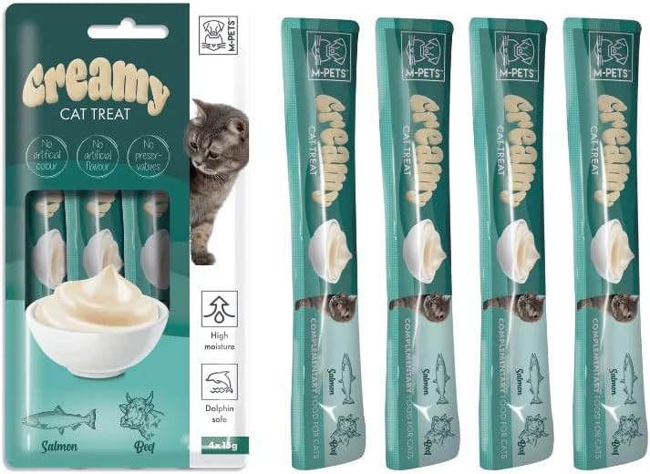 Friandises crémeuses pour chat M-PETS – Saumon & Bœuf – 60 g