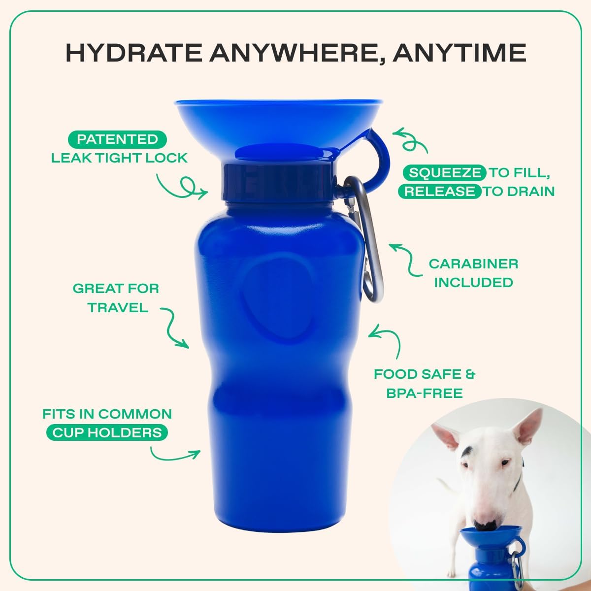 Springer-Trinkflasche für Hunde – 650 ml