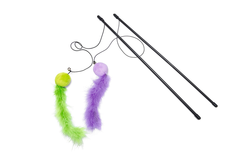 Beeztees – Canne à pêche avec balle, plumes et grelot pour chat