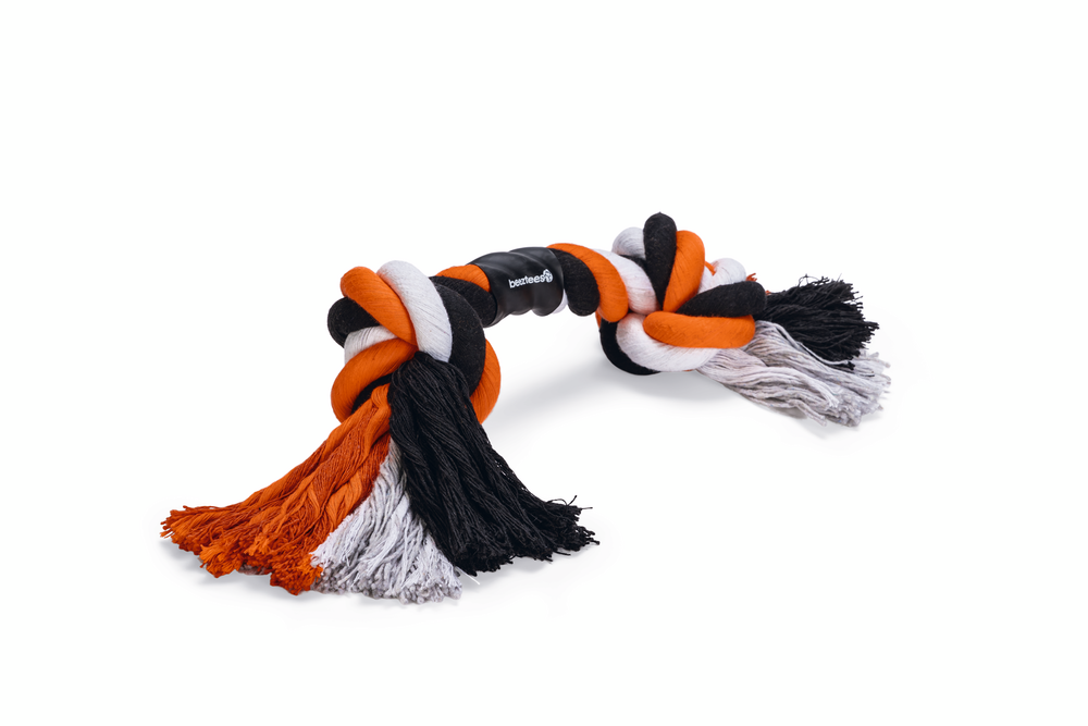 Jouet corde pour chien orange et noir – 280 g