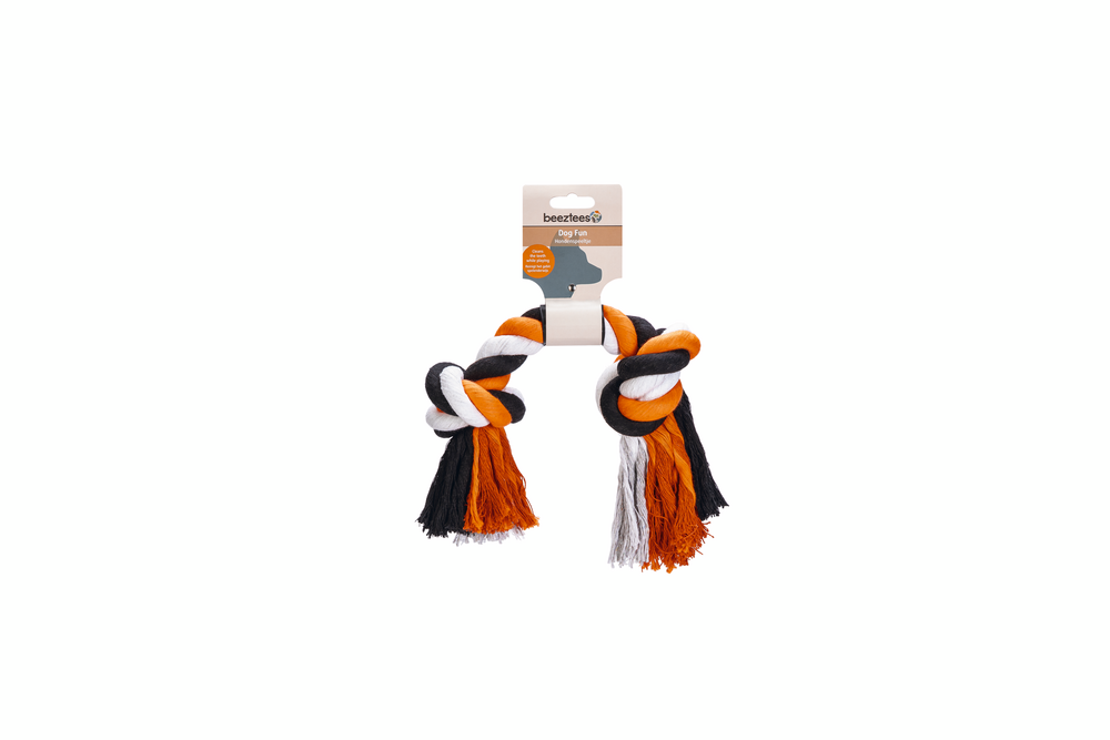 Jouet corde pour chien orange et noir – 280 g