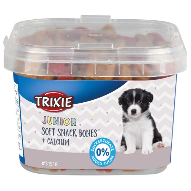 TRIXIE Junior Soft Snack Bones – Friandises moelleuses pour chiot au poulet, agneau et saumon – 140 g