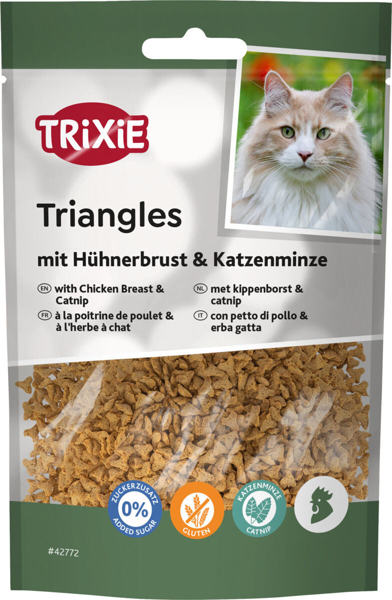 TRIXIE Triangles à la poitrine de poulet et à l’herbe à chat – 50 g