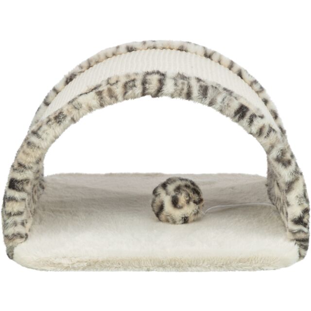 TRIXIE Leo – Pont griffoir pour chat en jute et peluche – Motif léopard crème