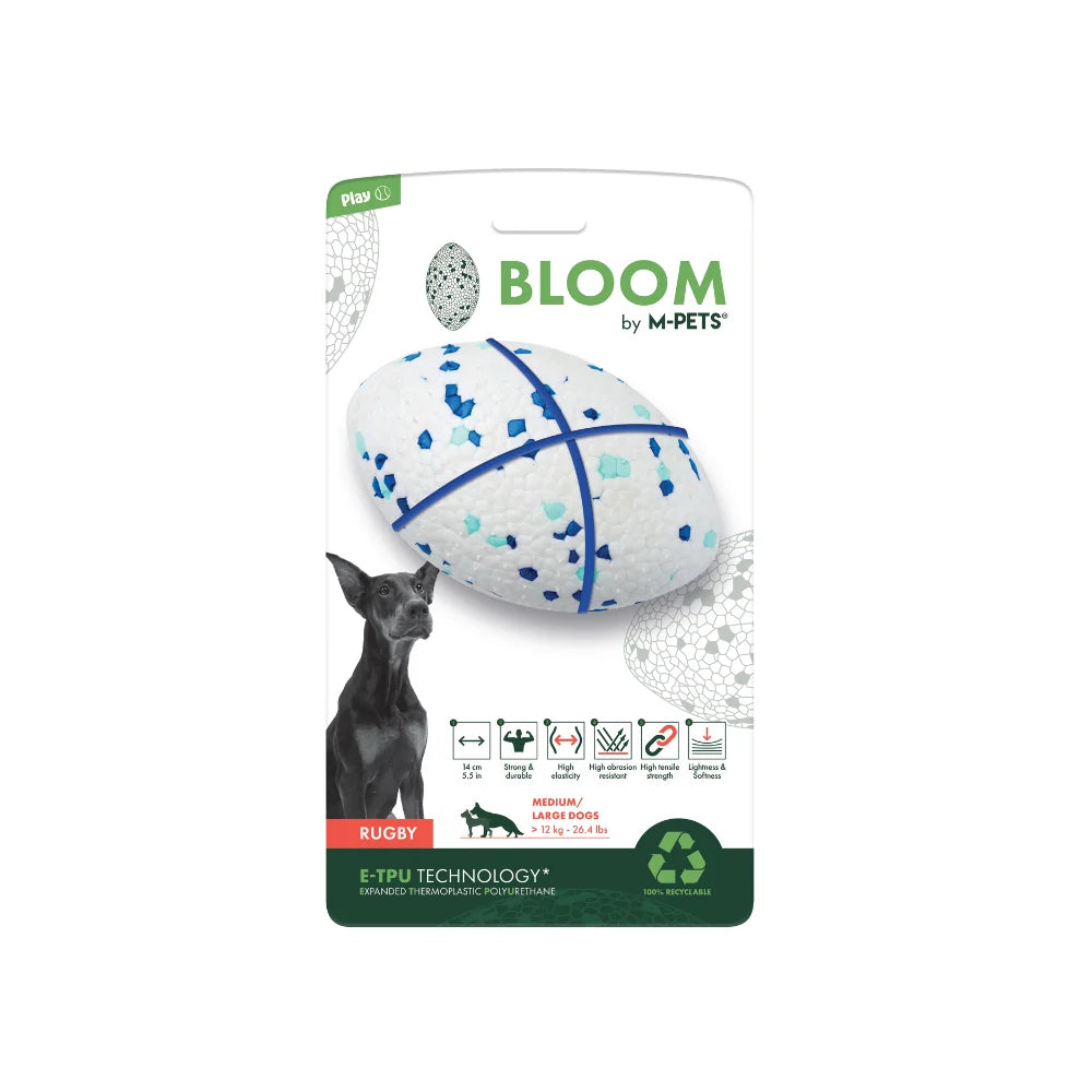 M-PETS BLOOM Rugby – Dog Toy Blue & White