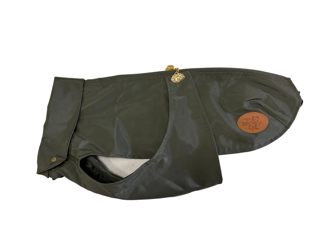 Dog Line – Imperméable pour chien vert olive avec détails dorés
