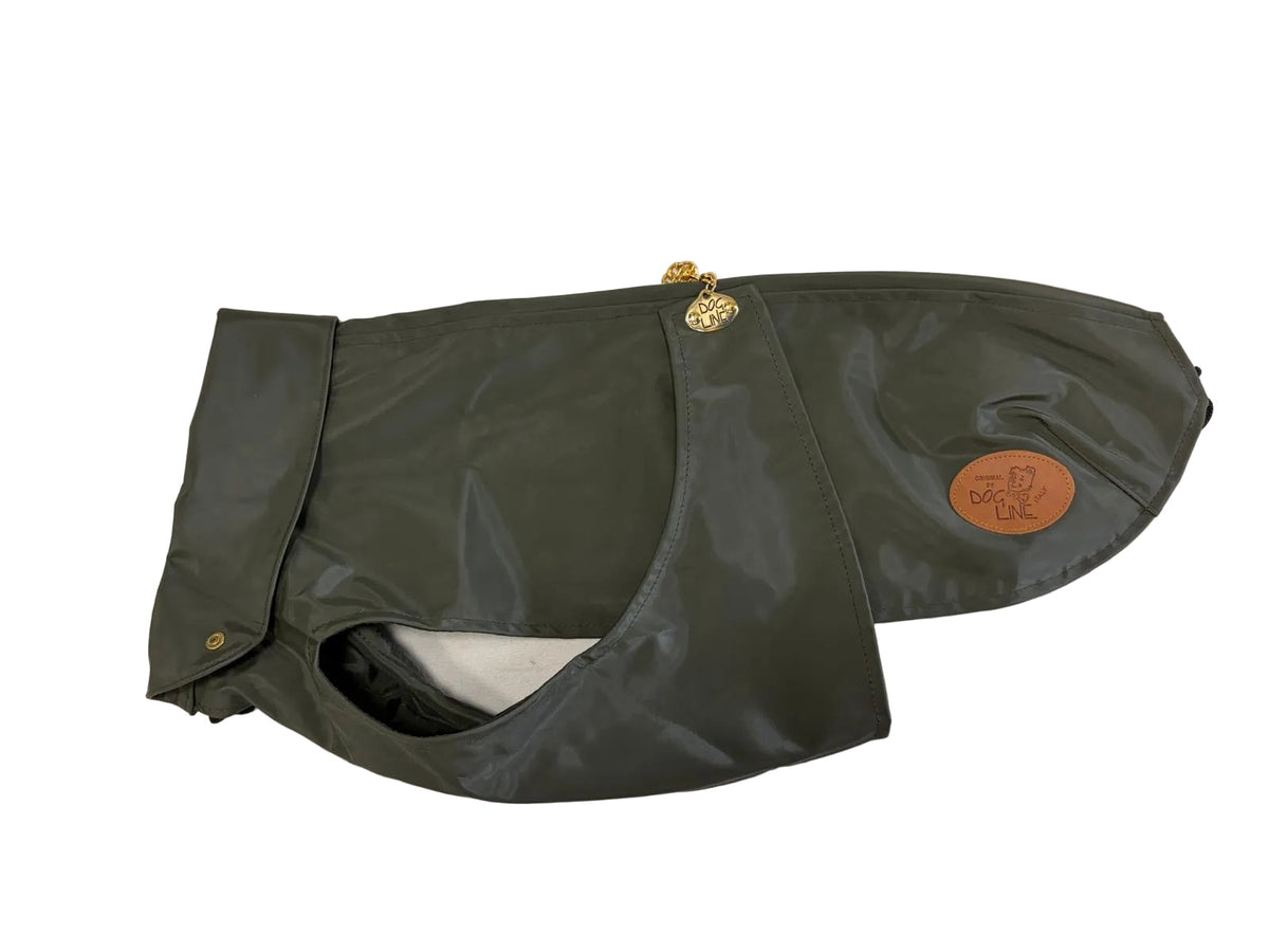 Dog Line – Imperméable pour chien vert olive avec détails dorés