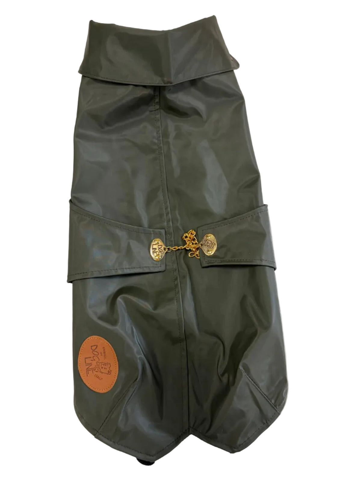Dog Line – Imperméable pour chien vert olive avec détails dorés