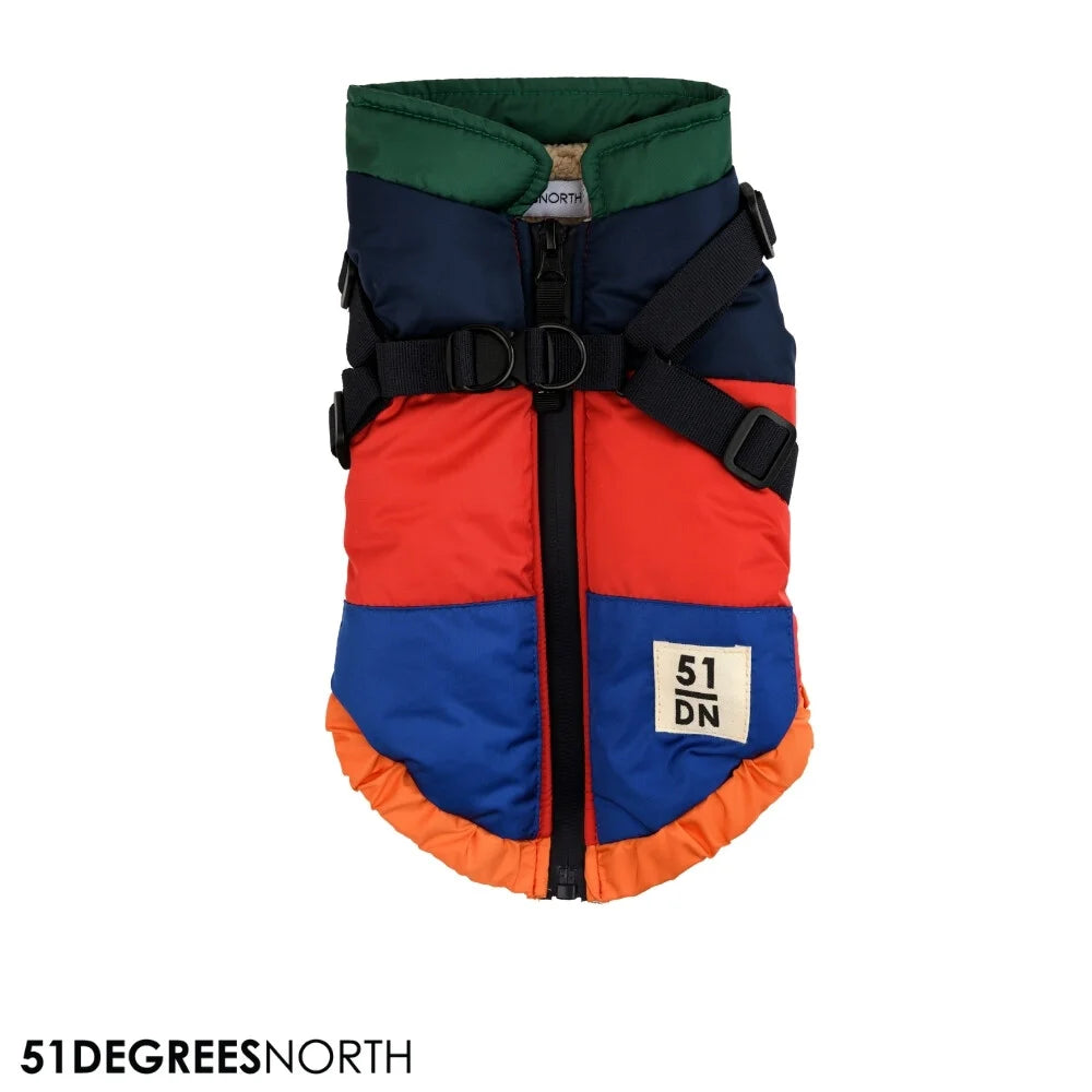 Manteau d’hiver pour chien Color block avec harnais intégré – 51 Degrees North