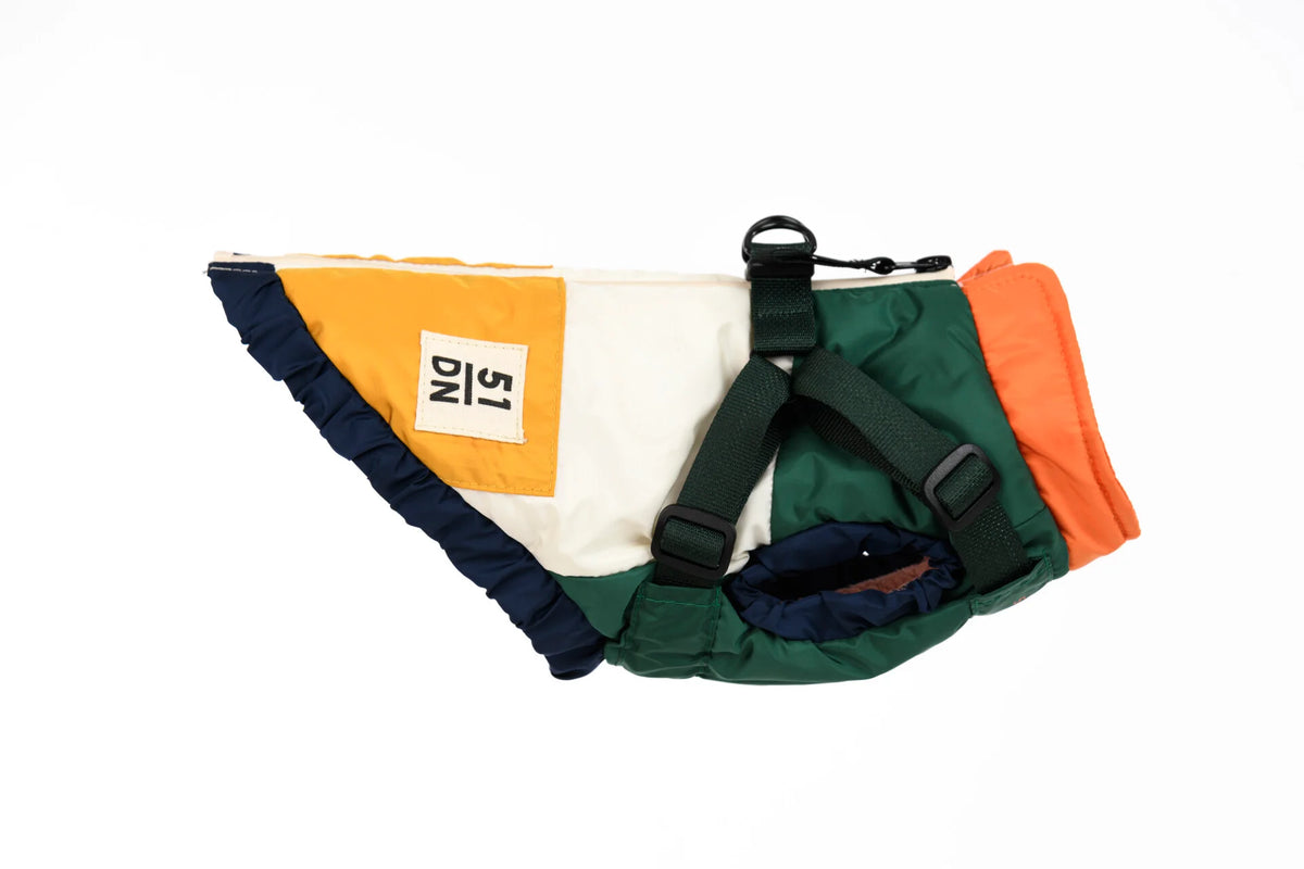 Manteau d’hiver pour chien Color block avec harnais intégré – 51 Degrees North