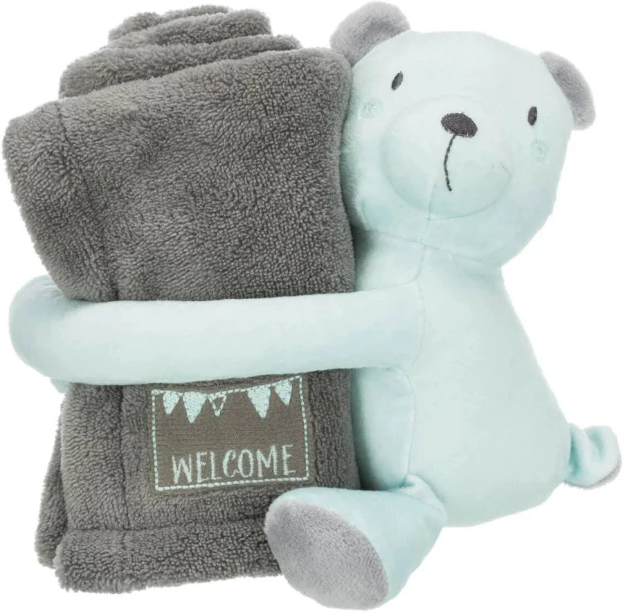 TRIXIE Junior – Ensemble couverture douce et peluche pour chiot – Lapin mauve ou ours turquoise