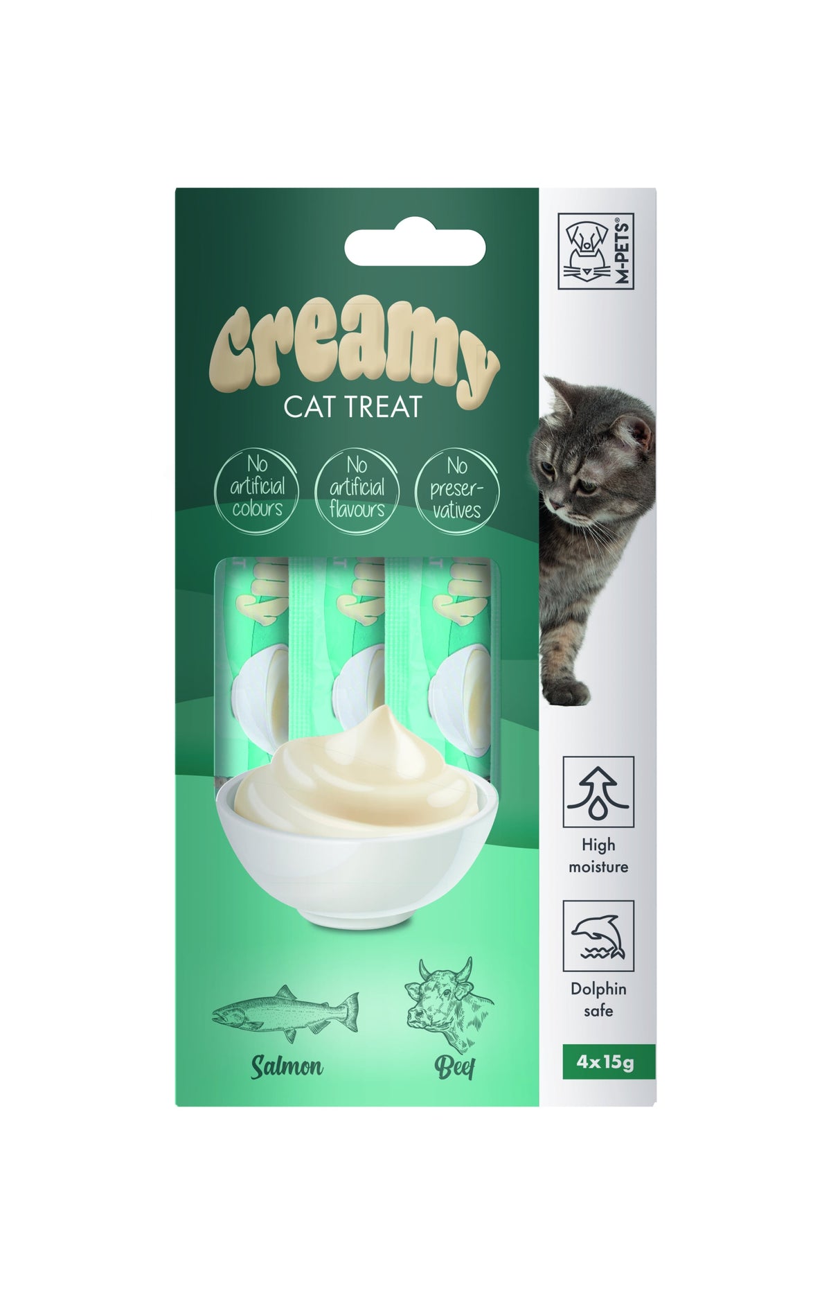 Friandises crémeuses pour chat M-PETS – Saumon & Bœuf – 60 g