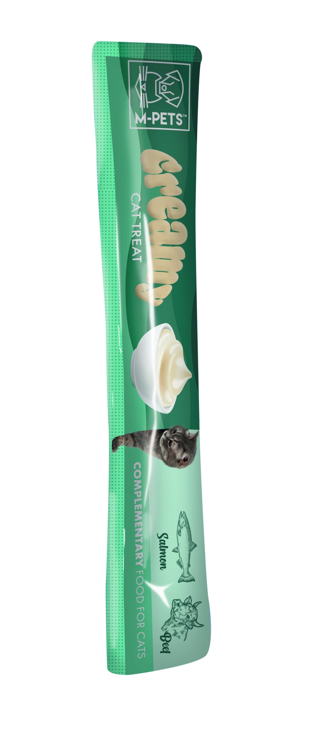 Friandises crémeuses pour chat M-PETS – Saumon & Bœuf – 60 g